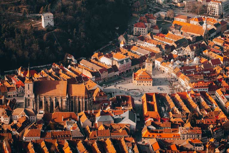 Brasov known as the city at the base of the Tampa Mountain