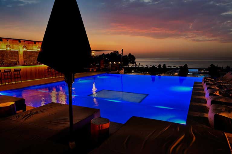 Romantic atmosphere by the pool in Rethymno, Crete.