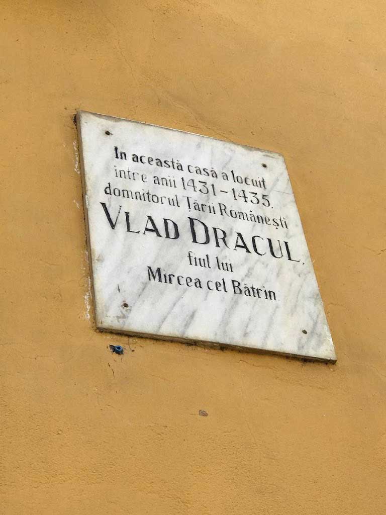 Plaque on the home of Vlad Dracul, Sighisoara