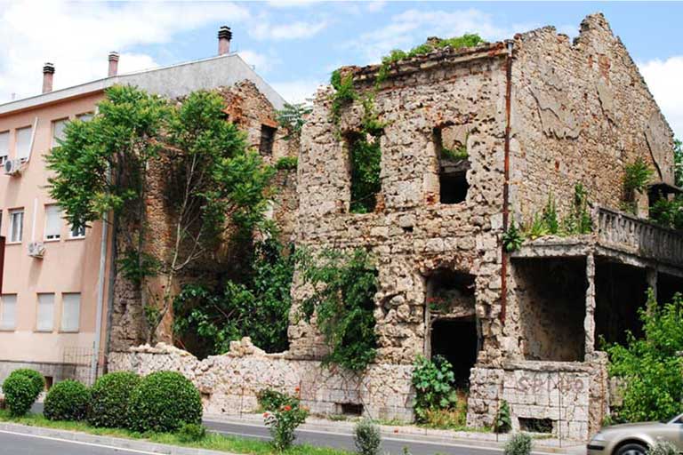 Old Bridge Mostar was damaged during the civil war 