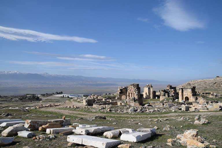 a field of Hierapolis ruins in Pamukkale