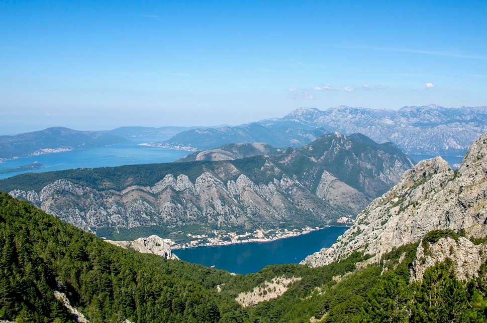 Aerial view of Bay of Kotor Montenegro