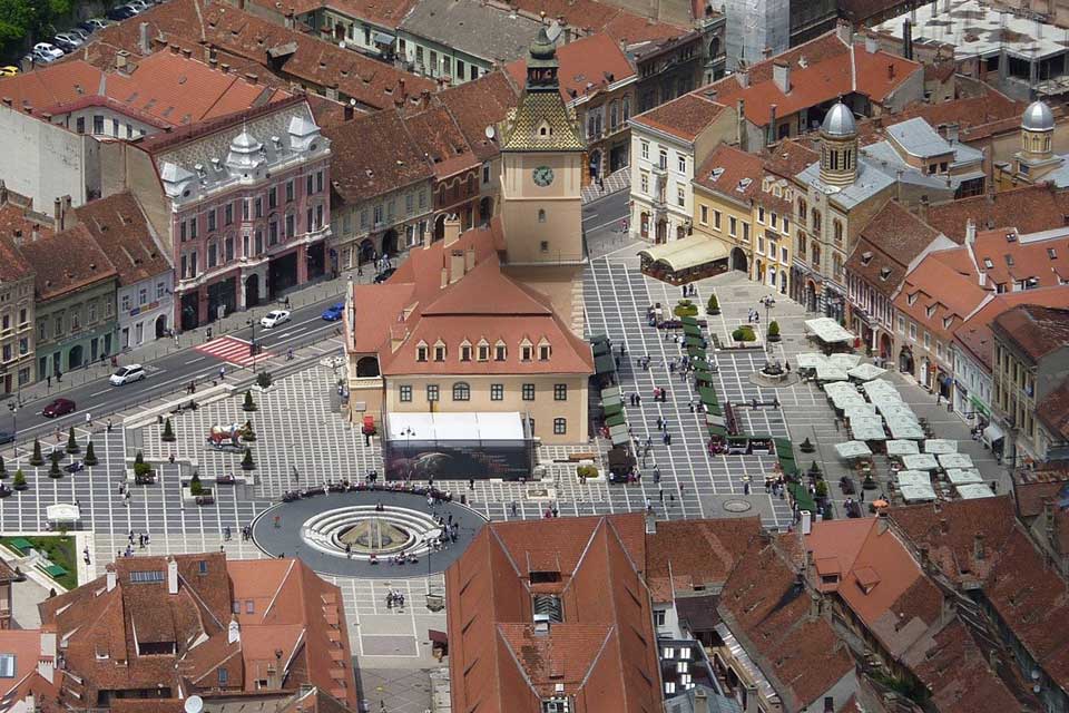 aerial view of Brasov city in Romania