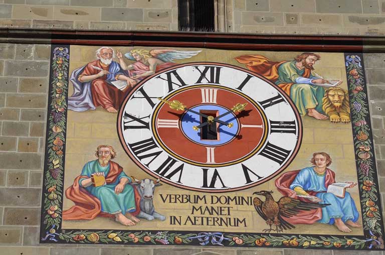 close-up look of the church's clock