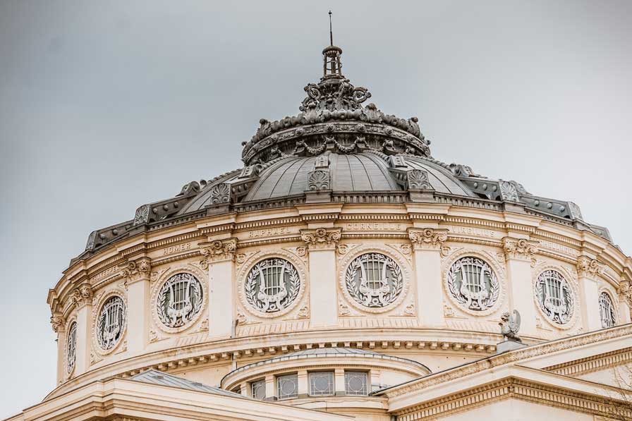 exterior of Romanian Athenaeum (concert hall) in Bucharest