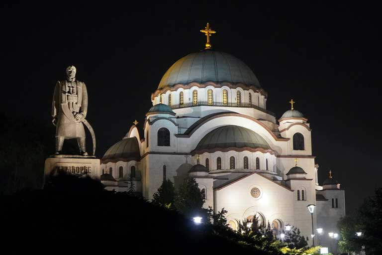 Karadjordje monument and church of Saint Sava in Belgrade