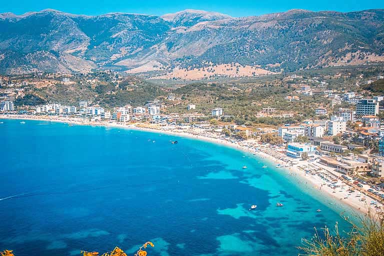 Aerial view of Albania's Himare Beach resort 