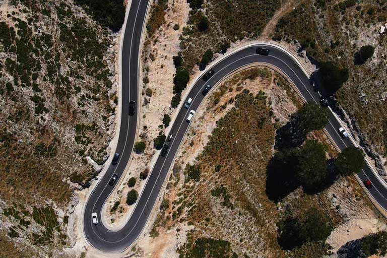 Driving through Llogara Pass to Himare 