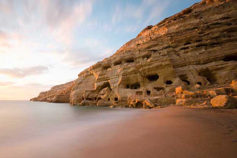 Matala beach and caves in Crete