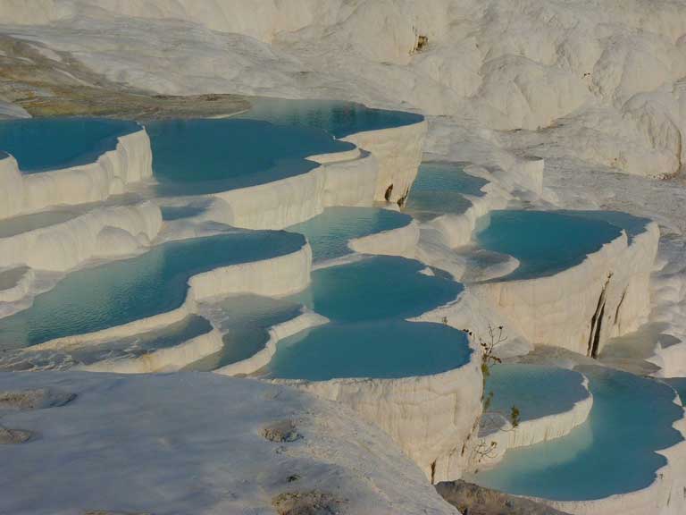 Pamukkale limestone pools with thermal water