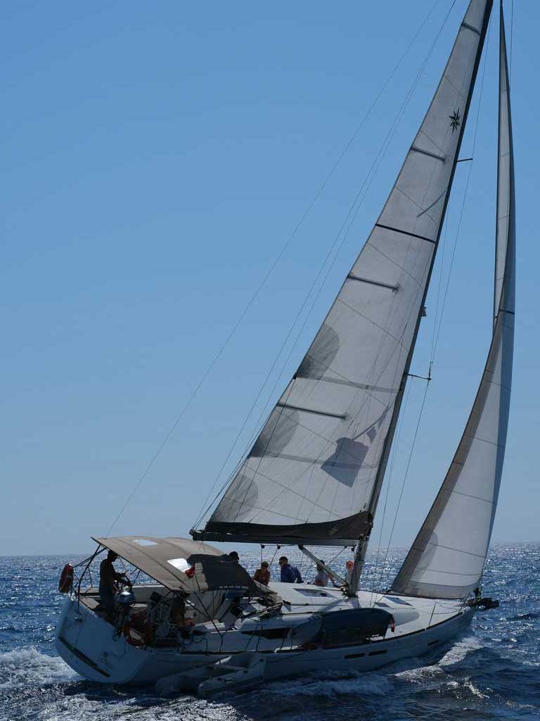 sailing boat in race 
