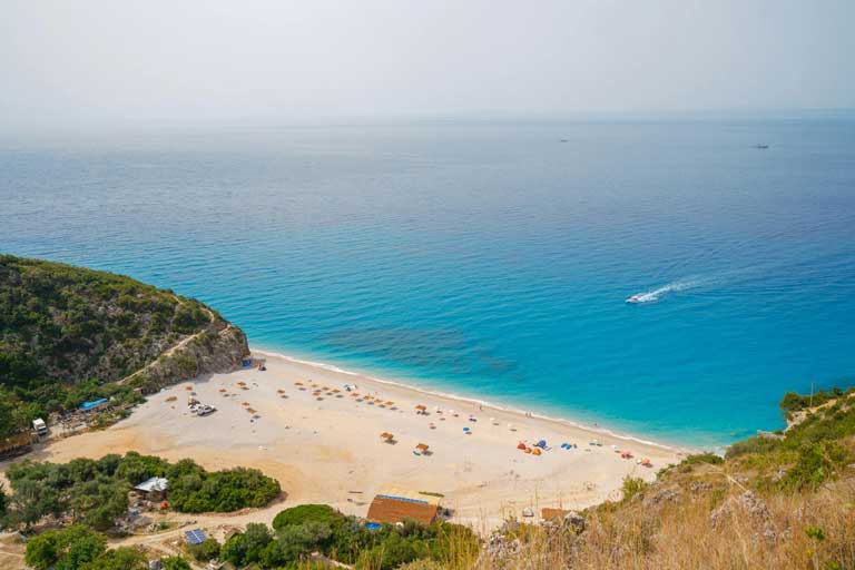 Gjipe beach with its turquoise water