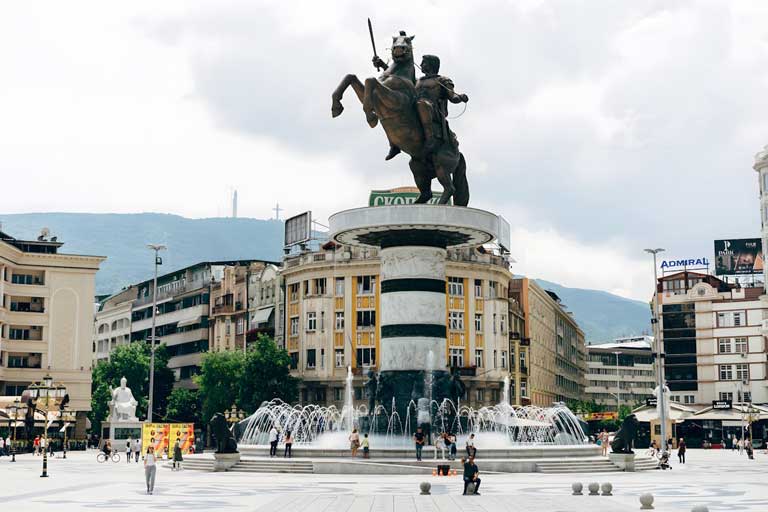 a new statue of Alexander the Great in Skopje