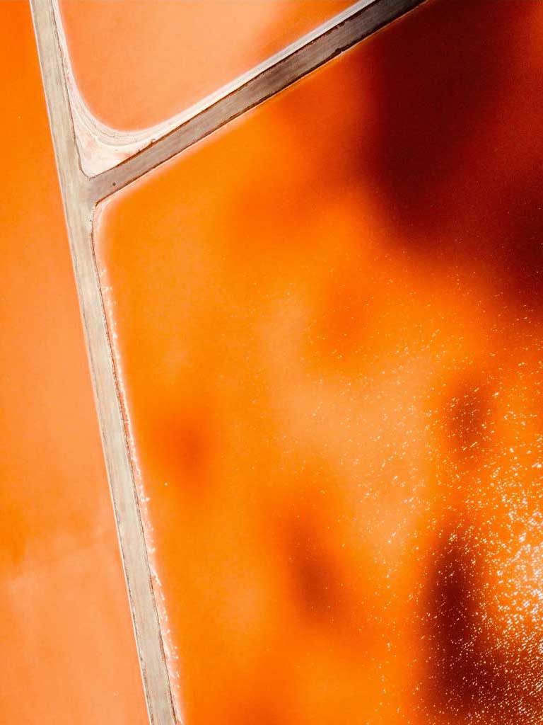 salt pans in Vlore in bright orange colour